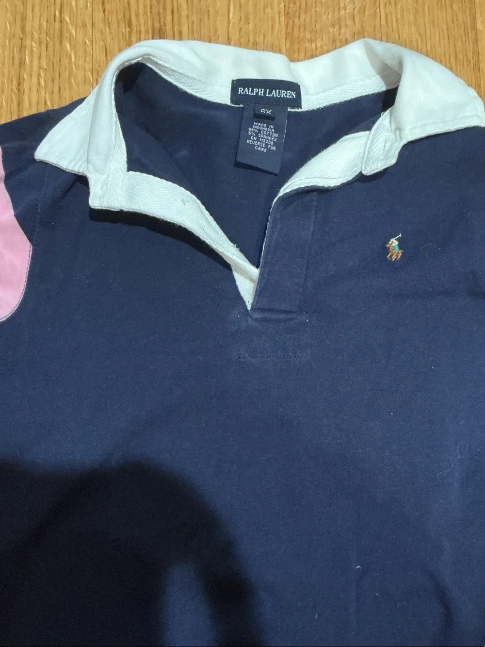 Ralph Lauren Navy Dress with Pink Striped Sleeves